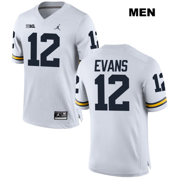 Men's NCAA Michigan Wolverines Chris Evans #12 White Jordan Brand Authentic Stitched Football College Jersey BV25A02BB
